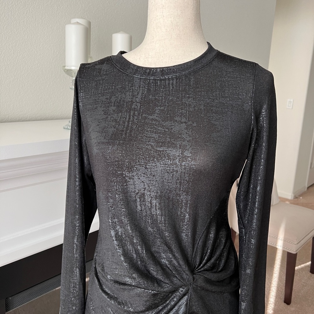 Bebe Black Textured Knit Top